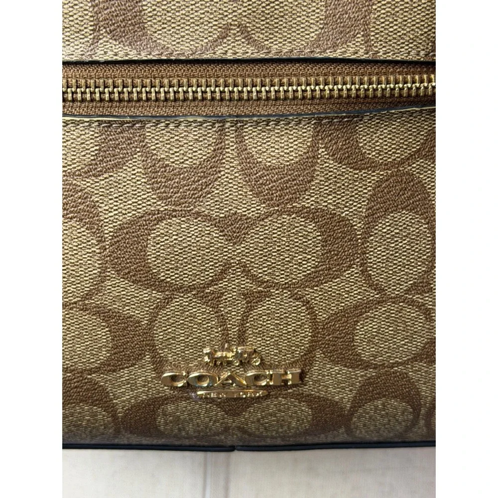Coach Jordyn Backpack Women Medium Brown Beige Signature Coated Canvas Logo
